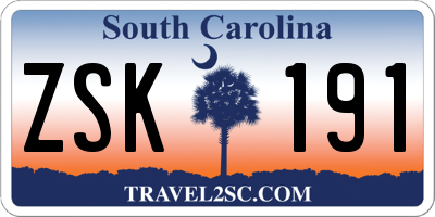 SC license plate ZSK191