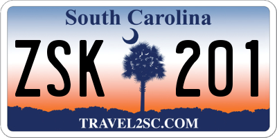 SC license plate ZSK201