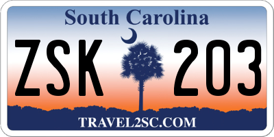 SC license plate ZSK203