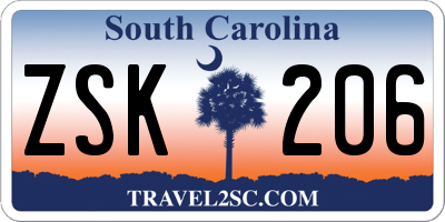 SC license plate ZSK206