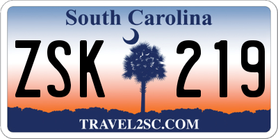 SC license plate ZSK219