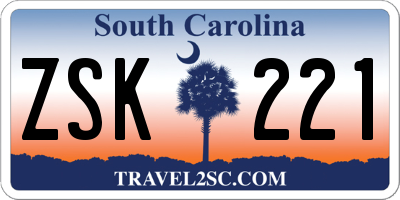 SC license plate ZSK221