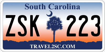 SC license plate ZSK223