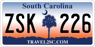 SC license plate ZSK226