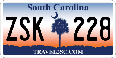SC license plate ZSK228