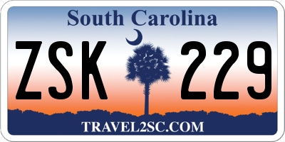 SC license plate ZSK229