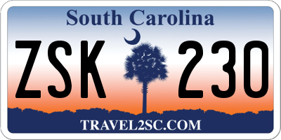 SC license plate ZSK230
