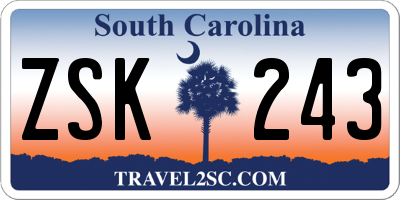 SC license plate ZSK243