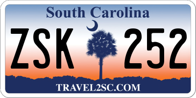 SC license plate ZSK252