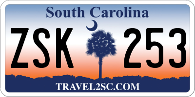 SC license plate ZSK253
