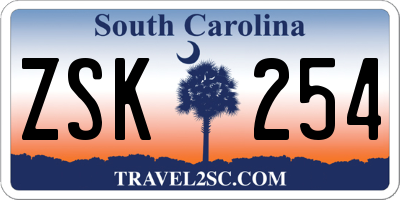 SC license plate ZSK254
