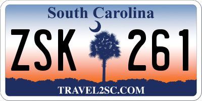SC license plate ZSK261