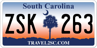 SC license plate ZSK263