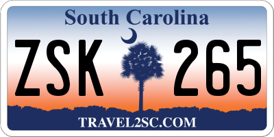 SC license plate ZSK265