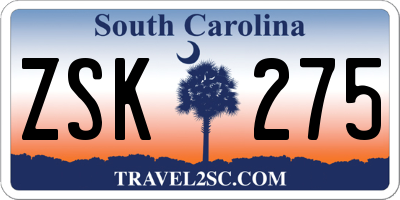 SC license plate ZSK275