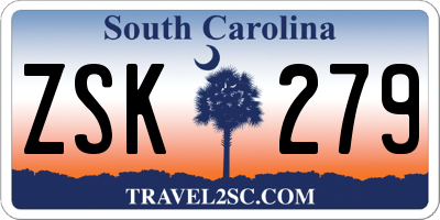 SC license plate ZSK279