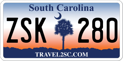 SC license plate ZSK280
