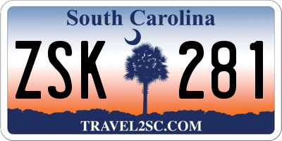 SC license plate ZSK281