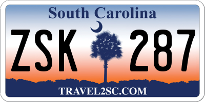 SC license plate ZSK287