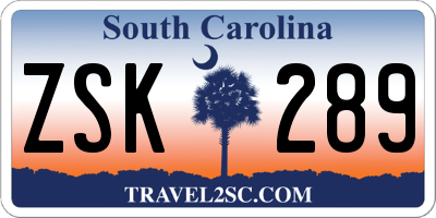 SC license plate ZSK289