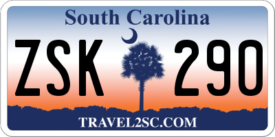 SC license plate ZSK290