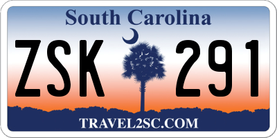 SC license plate ZSK291