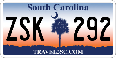 SC license plate ZSK292
