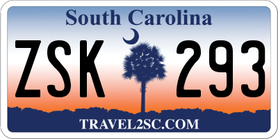 SC license plate ZSK293