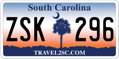 SC license plate ZSK296