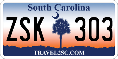 SC license plate ZSK303