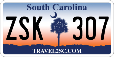 SC license plate ZSK307
