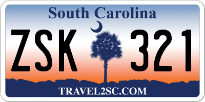 SC license plate ZSK321