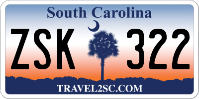 SC license plate ZSK322