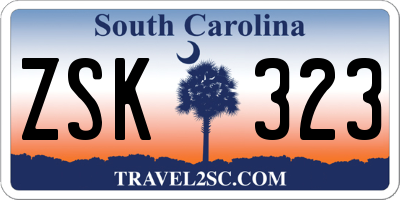 SC license plate ZSK323