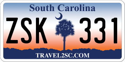 SC license plate ZSK331