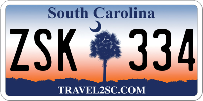 SC license plate ZSK334