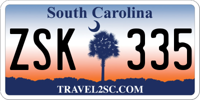 SC license plate ZSK335