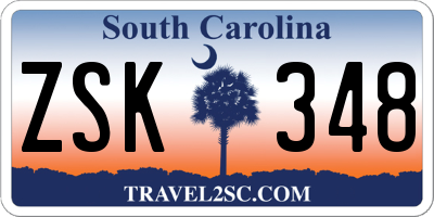 SC license plate ZSK348