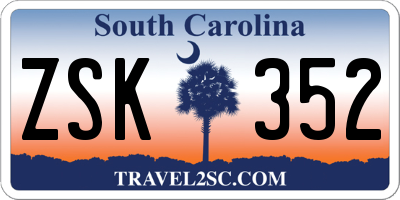 SC license plate ZSK352