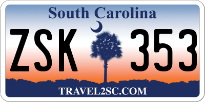 SC license plate ZSK353