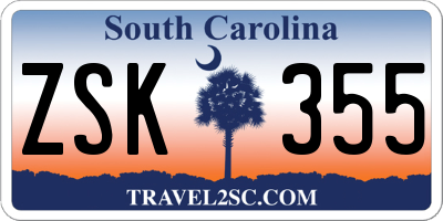 SC license plate ZSK355