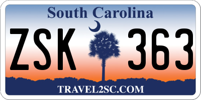 SC license plate ZSK363