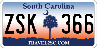 SC license plate ZSK366
