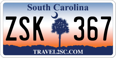 SC license plate ZSK367