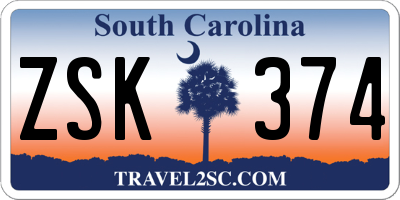 SC license plate ZSK374