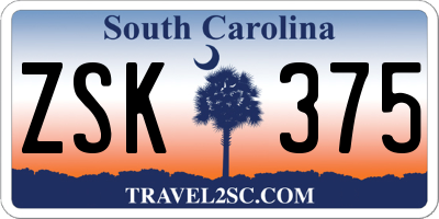 SC license plate ZSK375