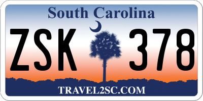 SC license plate ZSK378