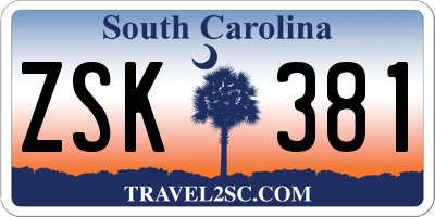 SC license plate ZSK381
