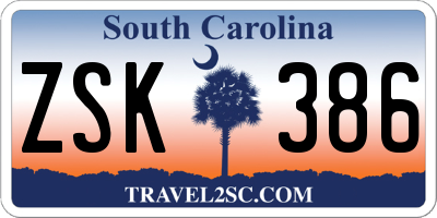SC license plate ZSK386
