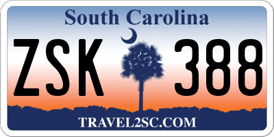 SC license plate ZSK388